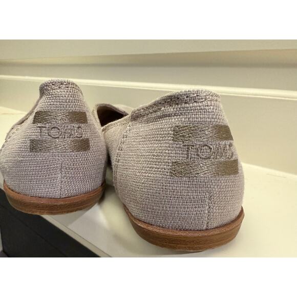 TOMS Women's Gray Jutti Suede/Canvas Ballet Flats Almond Toe Padded Insole 7 - Picture 8 of 9